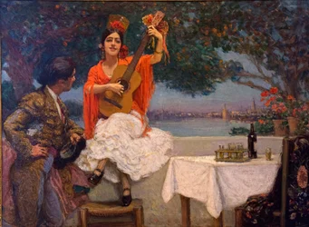 Gitane et torero avec le Guadalquivir en arrière-plan